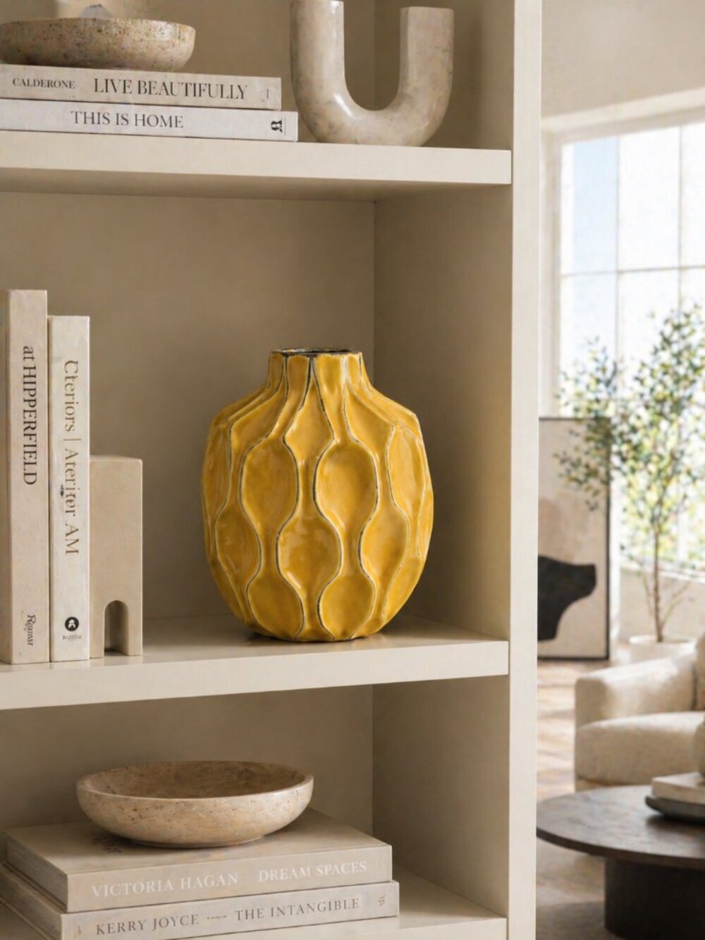 Modern Mustard Textured Decorative Vase